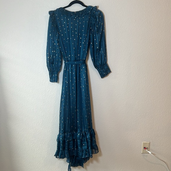 NWT Misa Los Angeles Gabriella Asymmetric Striped Wrap Midi Dress Size XS - Picture 4 of 10